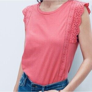 NWT Banana Republic Pink Sleeveless Eyelet Lace Tank Top Women’s Size Small NEW